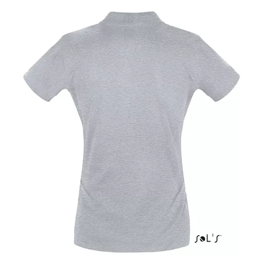 Női PERFECT három gombos rövid ujjú galléros piké póló, SOL'S SO11347, Grey Melange-L