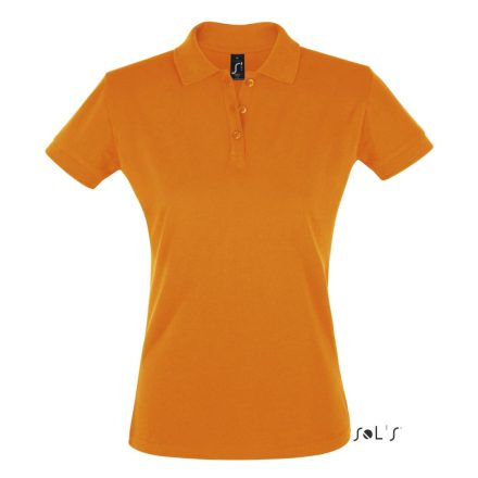 Női PERFECT három gombos rövid ujjú galléros piké pamut póló, SOL'S SO11347, Orange-L