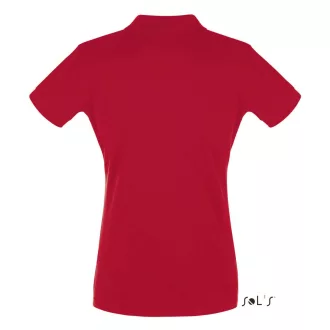   Női PERFECT három gombos rövid ujjú galléros piké pamut póló, SOL'S SO11347, Red-S