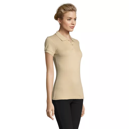 Női PERFECT három gombos rövid ujjú galléros piké pamut póló, SOL'S SO11347, Sand-2XL