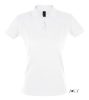 Női PERFECT három gombos rövid ujjú galléros piké pamut póló, SOL'S SO11347, White-S