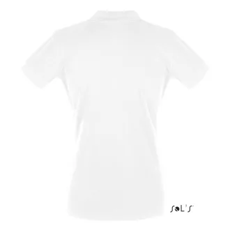   Női PERFECT három gombos rövid ujjú galléros piké pamut póló, SOL'S SO11347, White-S