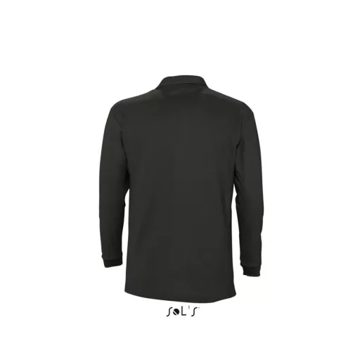 Férfi WINTER II hosszú ujjú három gombos galléros piké pamut póló, SOL'S SO11353, Black-M