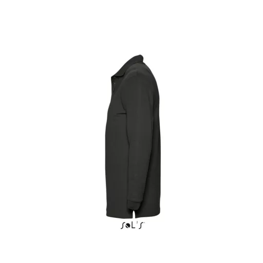 Férfi WINTER II hosszú ujjú három gombos galléros piké pamut póló, SOL'S SO11353, Black-S