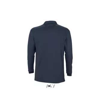   Férfi WINTER II hosszú ujjú három gombos galléros piké pamut póló, SOL'S SO11353, Navy-2XL