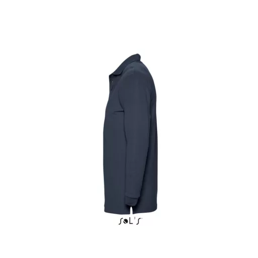 Férfi WINTER II hosszú ujjú három gombos galléros piké pamut póló, SOL'S SO11353, Navy-L