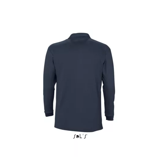 Férfi WINTER II hosszú ujjú három gombos galléros piké pamut póló, SOL'S SO11353, Navy-S