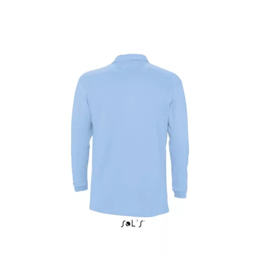 Férfi WINTER II hosszú ujjú három gombos galléros piké pamut póló, SOL'S SO11353, Sky Blue-S