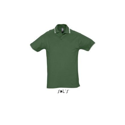 Férfi PRACTICE rövid ujjú kontrasztcsíkos galléros piké pamut póló, SOL'S SO11365, Golf Green/White-S