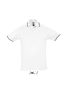 Férfi PRACTICE rövid ujjú kontrasztcsíkos galléros piké pamut póló, SOL'S SO11365, White/Navy-L