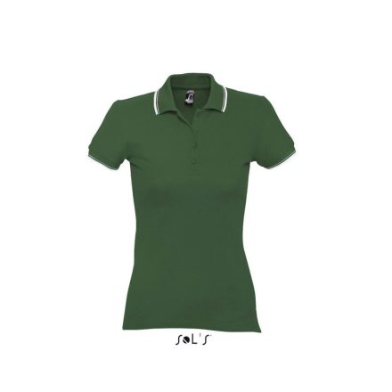 Női PRACTICE rövid ujjú kontrasztcsíkos galléros piké pamut póló, SOL'S SO11366, Golf Green/White-2XL