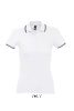 Női PRACTICE rövid ujjú kontrasztcsíkos galléros piké pamut póló, SOL'S SO11366, White/Navy-S