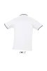 Női PRACTICE rövid ujjú kontrasztcsíkos galléros piké pamut póló, SOL'S SO11366, White/Navy-S