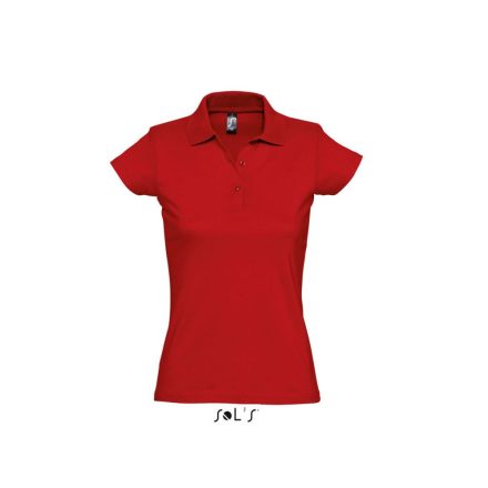 Női PRESCOTT rövid ujjú galléros pamut piké póló, SOL'S SO11376, Red-S