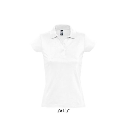 Női PRESCOTT rövid ujjú galléros pamut piké póló, SOL'S SO11376, White-2XL