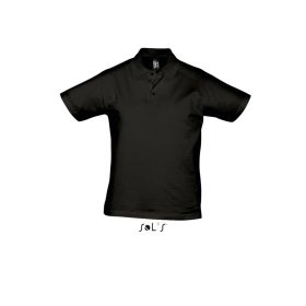   Férfi PRESCOTT rövid ujjú galléros pamut piké póló, SOL'S SO11377, Deep Black-2XL