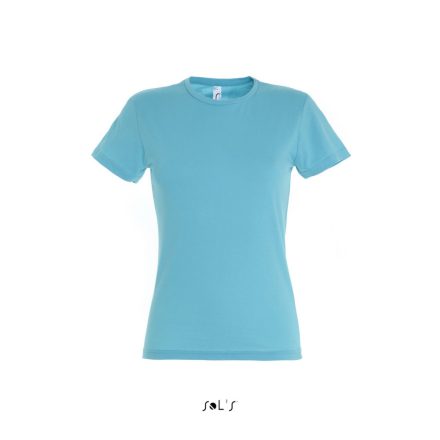 Női MISS kereknyakú rövid ujjú pamut póló, SOL'S SO11386, Atoll Blue-L