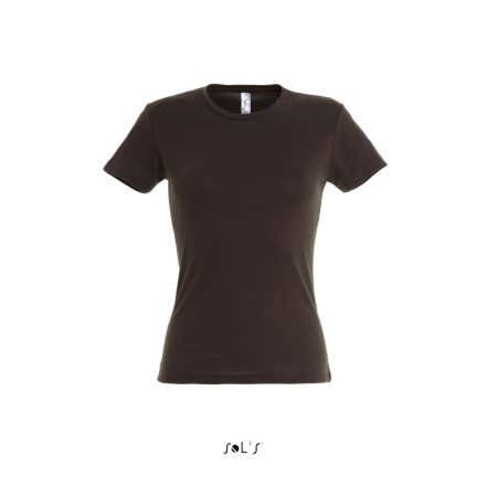 Női MISS kereknyakú rövid ujjú pamut póló, SOL'S SO11386, Chocolate-2XL