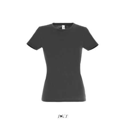 Női MISS kereknyakú rövid ujjú pamut póló, SOL'S SO11386, Dark Grey-XL