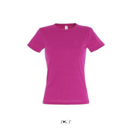 Női MISS kereknyakú rövid ujjú pamut póló, SOL'S SO11386, Fuchsia-XL