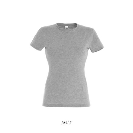 Női MISS kereknyakú rövid ujjú pamut póló, SOL'S SO11386, Grey Melange-M