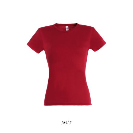 Női MISS kereknyakú rövid ujjú pamut póló, SOL'S SO11386, Red-L