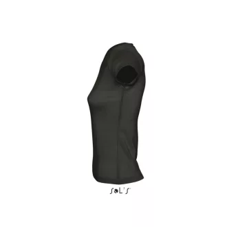   Női MOON V-nyakú rövid ujjú pamut póló, SOL'S SO11388, Deep Black-2XL