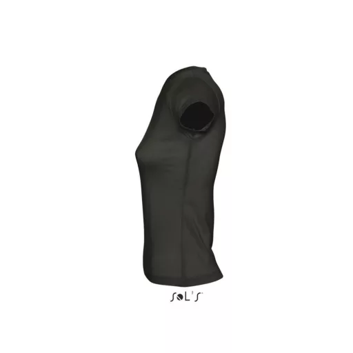 Női MOON V-nyakú rövid ujjú pamut póló, SOL'S SO11388, Deep Black-L