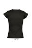 Női MOON V-nyakú rövid ujjú pamut póló, SOL'S SO11388, Deep Black-S