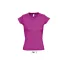 Női MOON V-nyakú rövid ujjú pamut póló, SOL'S SO11388, Fuchsia-2XL