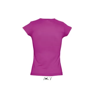   Női MOON V-nyakú rövid ujjú pamut póló, SOL'S SO11388, Fuchsia-2XL