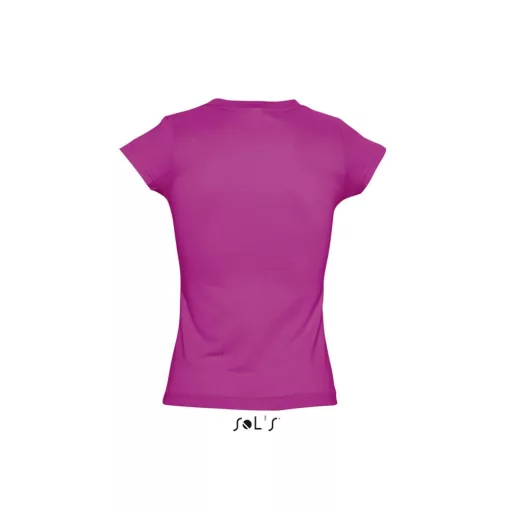 Női MOON V-nyakú rövid ujjú pamut póló, SOL'S SO11388, Fuchsia-2XL