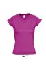 Női MOON V-nyakú rövid ujjú pamut póló, SOL'S SO11388, Fuchsia-S