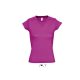 Női MOON V-nyakú rövid ujjú pamut póló, SOL'S SO11388, Fuchsia-XL