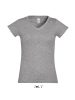 Női MOON V-nyakú rövid ujjú pamut póló, SOL'S SO11388, Grey Melange-2XL