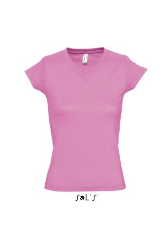 Női MOON V-nyakú rövid ujjú pamut póló, SOL'S SO11388, Orchid Pink-S