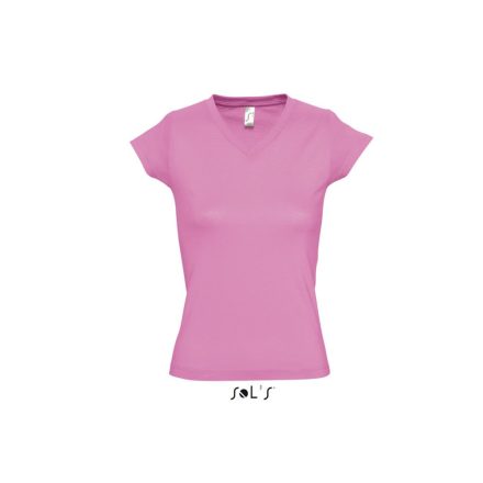 Női MOON V-nyakú rövid ujjú pamut póló, SOL'S SO11388, Orchid Pink-XL