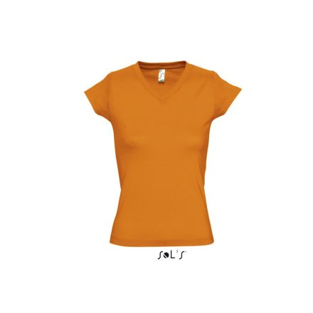 Női MOON V-nyakú rövid ujjú pamut póló, SOL'S SO11388, Orange-2XL