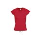 Női MOON V-nyakú rövid ujjú pamut póló, SOL'S SO11388, Red-2XL