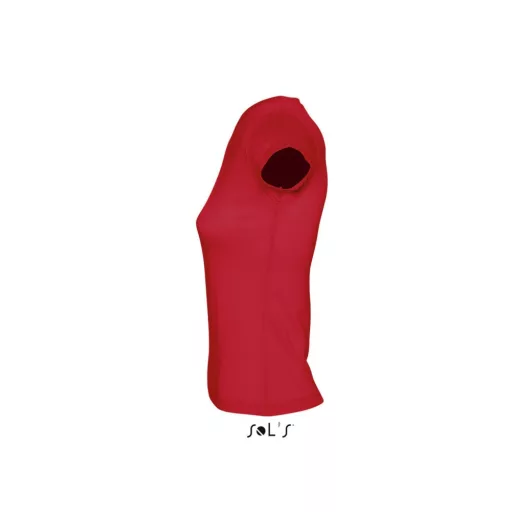 Női MOON V-nyakú rövid ujjú pamut póló, SOL'S SO11388, Red-M