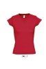 Női MOON V-nyakú rövid ujjú pamut póló, SOL'S SO11388, Red-S