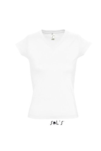 Női MOON V-nyakú rövid ujjú pamut póló, SOL'S SO11388, White-S