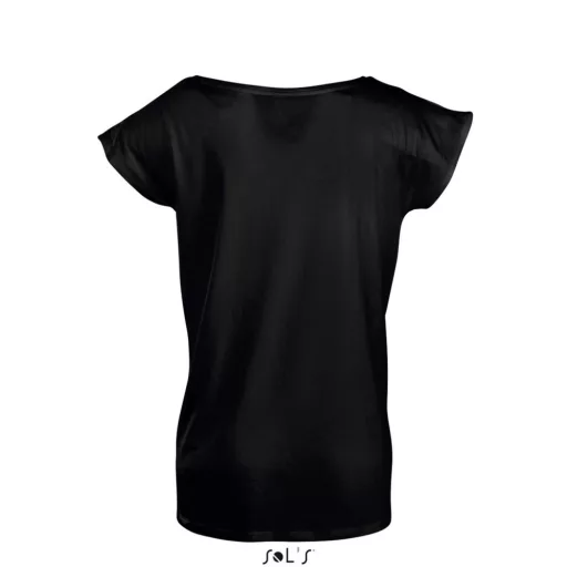 Női MARYLIN rövid ujjú csónak nyakú hosszított póló, SOL'S SO11398, Deep Black-L