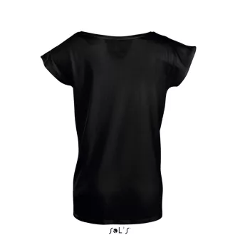   Női MARYLIN rövid ujjú csónak nyakú hosszított póló, SOL'S SO11398, Deep Black-S