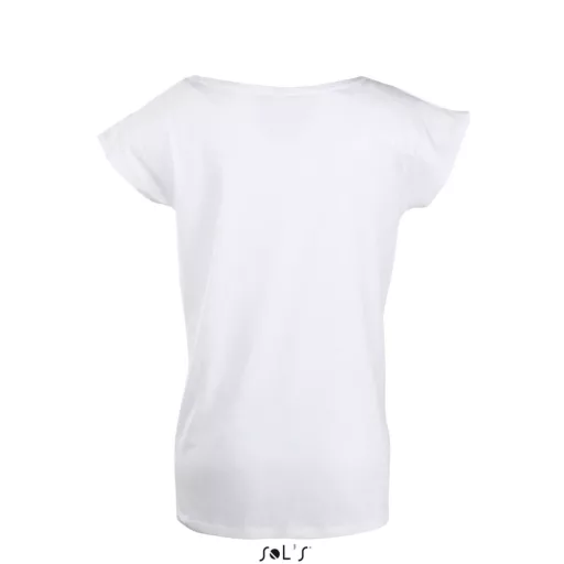 Női MARYLIN rövid ujjú csónak nyakú hosszított póló, SOL'S SO11398, White-L