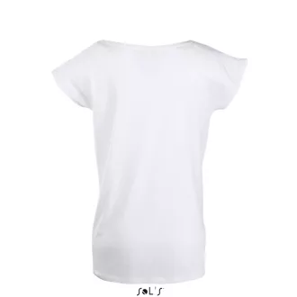  Női MARYLIN rövid ujjú csónak nyakú hosszított póló, SOL'S SO11398, White-S