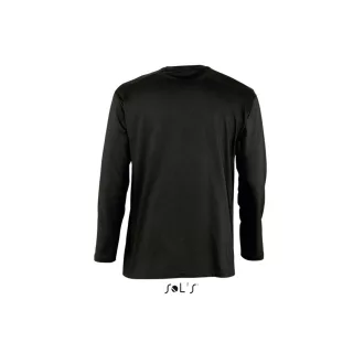   Férfi MONARCH hosszú ujjú pamut póló, SOL'S SO11420, Deep Black-2XL