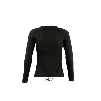   Női MAJESTIC környakas hosszú ujjú pamut póló, SOL'S SO11425, Deep Black-L