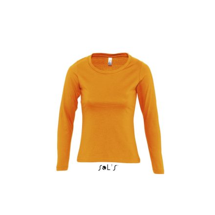 Női MAJESTIC környakas hosszú ujjú pamut póló, SOL'S SO11425, Orange-L