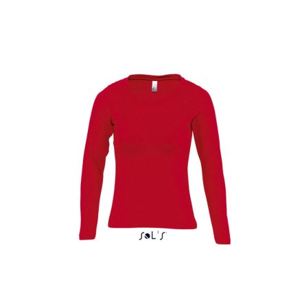 Női MAJESTIC környakas hosszú ujjú pamut póló, SOL'S SO11425, Red-XL